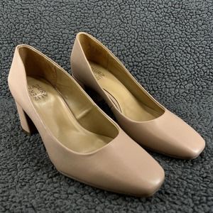 Naturalizer Shoes Womens 9.5 Wide Beige Nude Warner Square Toe Block Heel Pumps